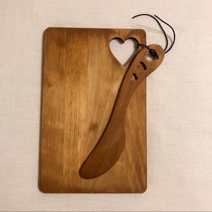 Heart Cutout Small Cheese Board with Wood Knife